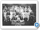 Rosemarkie Tennis Tourn 1924. Local players and Marine Hotel visitors. Back row - Bob Sinclair. Middle row: Ella Horne. Front row: Ray Hossack, Wilby Milne, Dolly Sinclair, Ella Horne, Michael Horne, Helen Scott, Catherine MacKinnon